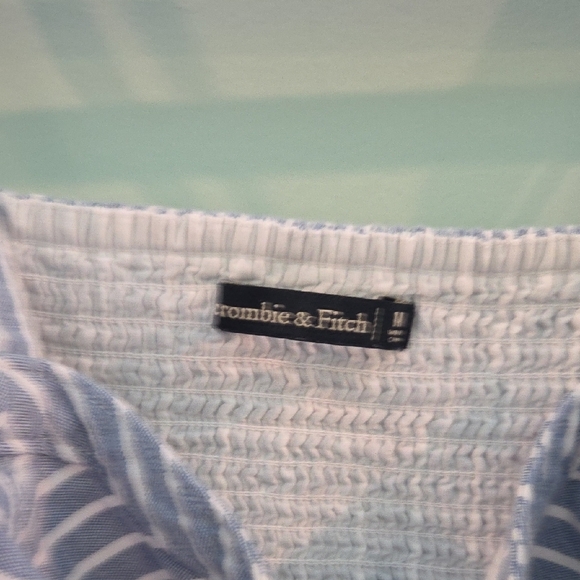 Abercrombie & Fitch Crop Corset Blue and White Striped Size Medium Sleeveless - Picture 4 of 8